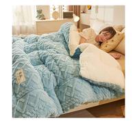 KemNet Thickened Winter Lamb Quilt, 3-Layer Luxury Flannel Thick Bed Blanket, Autumn Spring Plush Comforter Core, Machine Washable, for Cold Weather,Dark Grey,200×230cm (5kg)