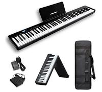 KEMNGO 88 Key Foldable Piano Full Size Semi-Weighted Digital Keyboard Digital Piano with Sheet Music Stand, Sustain Pedal and Handbag (Color : Black)