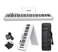 KEMNGO 88 Key Foldable Piano Full Size Semi-Weighted Digital Keyboard Digital Piano with Sheet Music Stand, Sustain Pedal and Handbag (Color : White)