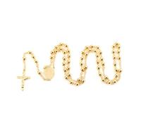 KEMOLOVE Rosary Beads Catholic Necklace for Women and Men 6mm 18K Gold Plated Stainless Steel Gold Long Crucifix Cross Christian Religious Anglican Prayer Beads Y-Necklace Jewelry with a Gift Box
