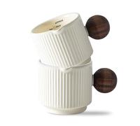 KEMORELA Ceramic Espresso Cups with Spouts & Handles, 90ml with Ounce & Milliliter Markings, Espresso Shots, Durable Heat-Resistant Ceramic, Perfect Coffee Accessories for Espresso Lovers