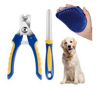 KEMOWI 3 PCS Dog Nail Clippers, Safe Stainless Steel Professional Pet Nail Clipper, Nail File and Bath Brush for Large, Medium, Small Breed of Dog Cat with Safety Lock and Guard to Avoid Over Cutting