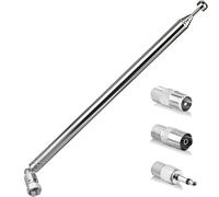 Kemowi DAB Aerial 4-Piece Kit, with 3 Types of 7-Section Adapters & Telescopic Rod, 30-Mile Range Radio Antenna for BBC, Capital FM, Digital Radio, Hifi and AV Stereo Receivers