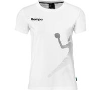 Kempa Women's T-Shirt Black & White with Ribbed Collar Cotton Shirt with Player Print Sport Fitness Handball White Size XXL and Tailored Cut