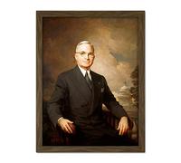 Kempton Portrait President Harry Truman USA Painting Large Framed Art Print Poster Wall Decor 18x24 in