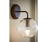 Kempton Ribbed Glass Globe Shade Single Arm Wall Light ValueLights Bronze One Size