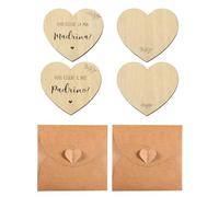 KEMUZ 2 x Wooden Cards Godmother and Godfather Questions Would You Like My Godmother My Godfather Will Announce Pregnancy Godmother Gift Christening Godfather Gift Ideas for Birth Christening