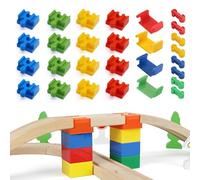 KEMUZ 28 Pieces Wooden Track Adapters, Suitable for Children from 3 to 5 Years Old Wooden Track Accessories - Plastic Track Accessories