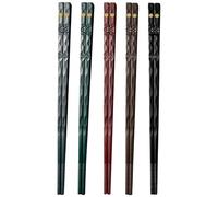 KEMUZ 5 Pairs Premium Fibreglass Chopsticks Set with Non-Slip Design, Dishwasher Safe Japanese Chopsticks with Wood Carving Pattern for Sushi, Ramen & Asian Kitchen (23 cm, 5 Colours)