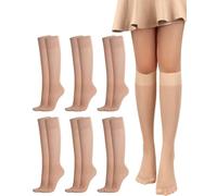 KEMUZ 6 Pairs Women's High Elasticity Knee-highs, Transparent, 15 Den, Comfortable and Wearable, Women's One Size, Natural
