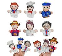 KEMUZ 6 Pcs Hand Puppets for Children - Soft Finger Toys with Animal Family, Ideal Gift for Storytelling, Birthday, Christening and Children's Parties (6 Professions)