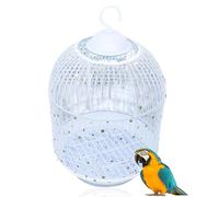KEMUZ Extra Large Nylon Mesh Bird Cage Cover with Semi Feather Protector Soft and Airy Skirt for Parrots Macaws, White