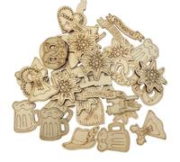 KEMUZ Pack of 100 Bavarian Decoration, Wooden Confetti Edelweiss Beer Hat Dress, Bavarian Oktoberfest Table Decoration, for Bavarian Oktoberfest Party, 3-4 cm (Oktoberfest Decoration)