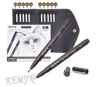 KEMYR 10 Micro Fine liner Drawing Art Pens Calligraphy Pens: 0.05mm-1.0mm Size Art supplies Waterproof Archival brown Ink Markers For Artists,Use for Professional Watercolor,Sketching