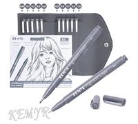 KEMYR 10 Micro Fine liner Drawing Art Pens Calligraphy Pens: 0.05mm-1.0mm Size Grey Art supplies Waterproof Archival Grey Ink Markers For Artists,Use for Professional Watercolor,Sketching