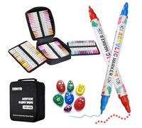 KEMYR 120 Colours Dual Tip (Dot + Fine) Acrylic Paint Pens, Waterproof Non-bleeding Strong Coverage Acrylic Markers for Paper, Wood, Canvas, Stone,Glass-Art Supplies for Adults