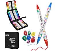 KEMYR 36 Colours Dual Tip (Dot + Fine) Acrylic Paint Pens, Waterproof Non-bleeding Strong Coverage Acrylic Markers for Paper, Wood, Canvas, Stone,Glass-Art Supplies for Adults