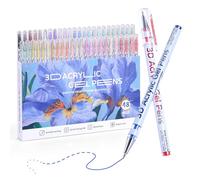 KEMYR 3D Acrylic Gel Pen,48 Colors Paint Markers With 1mm Bullet Tip Point, Acrylic Paint Pens for Black Paper,Rock Painting, Glass, Wood, Fabric,Cards,Scrapbook,DIY Art Crafts