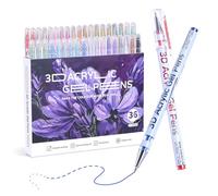 KEMYR 3D Acrylic Gel Pens, 36 Colors, Multicolor Ink, 1mm Chisel Tip, Smooth Grip, Ideal for Black Paper, Rock Painting, Glass, Wood, Fabric, Cards, Scrapbook, DIY Art Crafts