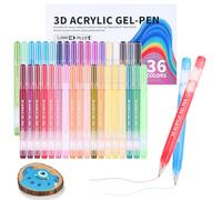 KEMYR 3D Acrylic Gel Pens,36 Colors Plus Inks Acrylic Paint Markers With 1.0 mm Bullet Tip Point, Acrylic Paint Pens for Black Paper,Rock Painting, Glass, Wood, Fabric,Cards,Scrapbook,DIY Art Crafts