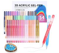 KEMYR 3D Acrylic Gel Pens,54 Colors Plus Inks Acrylic Paint Markers With 1.0 mm Bullet Tip Point, Acrylic Paint Pens for Black Paper,Rock Painting, Glass, Wood, Fabric,Cards,Scrapbook,DIY Art Crafts
