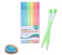 KEMYR 3D Acrylic Gel Pens,6 Colors Plus Inks Acrylic Paint Markers With 1.0 mm Bullet Tip Point, Acrylic Paint Pens for Black Paper,Rock Painting, Glass, Wood, Fabric,Cards,Scrapbook,DIY Art Crafts