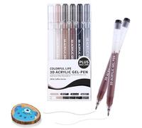 KEMYR 3D Acrylic Gel Pens,6 Colors Plus Inks Acrylic Paint Markers With 1.0 mm Bullet Tip Point, Acrylic Paint Pens for Black Paper,Rock Painting, Glass, Wood, Fabric,Cards,Scrapbook,DIY Art Crafts