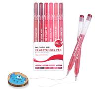 KEMYR 3D Acrylic Gel Pens,6 Colors Plus Inks Acrylic Paint Markers With 1.0 mm Bullet Tip Point, Acrylic Paint Pens for Black Paper,Rock Painting, Glass, Wood, Fabric,Cards,Scrapbook,DIY Art Crafts