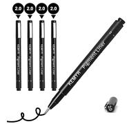 KEMYR 4 Micro Fine liner Drawing Art Pens Calligraphy Pens: 2.0mm Size Black Art supplies Waterproof Archival Black Ink Markers For Artists,Use for Professional Watercolor,Sketching