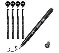 KEMYR - 4 Micro Fine Liner Drawing Pens, Calligraphy Pens: 0.9mm, Black Art Supplies, Waterproof, Black Ink Markers for Artists, Use for Watercolor