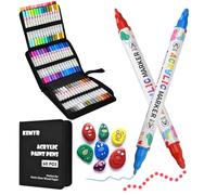 KEMYR 60 Colours Dual Tip (Dot + Fine) Acrylic Paint Pens, Waterproof Non-bleeding Strong Coverage Acrylic Markers for Paper, Wood, Canvas, Stone,Glass-Art Supplies for Adults