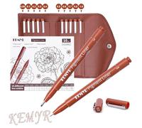 KEMYR Fineliner Set, Pigment Liner Set, Waterproof Zentangle Pens for Artists, Illustration, Sketching, Technical Drawing, Sepia (0.05 - 1.0 mm), Pack of 10 Fineliner