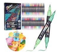 KEMYR Glitter Brush Markers Pens,72 Colors Dual Tip Glitter Pens Set 36 Pack Metallic Sparkle Markers for Cards, DIY Crafts, Doodle, Writing, Adults Coloring Books, Art Supplies Scrapbooking