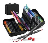 KEMYR Markers for Adult Coloring Books: 100 Color Dual Tip Fine & Brush Pens - Water-Based Coloring Marker for Adults Drawing Sketching Bullet Journal Writing Lettering No bleeding