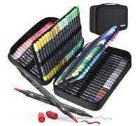 KEMYR Markers for Adult Coloring Books: 120 Color Dual Tip Fine & Brush Pens - Water-Based Coloring Marker for Adults Drawing Sketching Bullet Journal Writing Lettering No bleeding