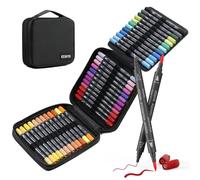 KEMYR Markers for Adult Coloring Books: 36 Color Dual Tip Fine & Brush Pens - Water-Based Coloring Marker for Adults Drawing Sketching Bullet Journal Writing Lettering No bleeding
