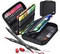 KEMYR Markers for Adult Coloring Books: 80 Color Dual Tip Fine & Brush Pens - Water-Based Coloring Marker for Adults Drawing Sketching Bullet Journal Writing Lettering No bleeding