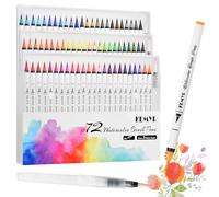 KEMYR Watercolour Brush Pens, 72 Colors with 3 Aquapens for Adults | Watercolor Markers, 1-7 mm Brush Tips For Painting, Blending, Coloring, Calligraphy, Manga, Artists, Beginners, Portable Case
