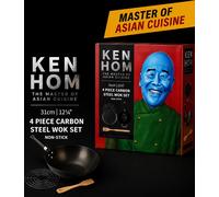 Ken Hom 31cm Wok Set, Non Stick Wok Pan with Lid, Utensils and Book