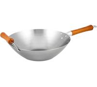 Ken Hom Carbon Steel Wok, 32cm, Excellence, Induction Hobs Suitable/Natural Pat