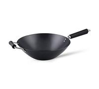 Ken Hom Carbon Steel Wok, 35cm, Excellence, Induction Hobs Suitable/Metal Tool Safe/Phenolic Handle, KH435001