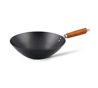 Ken Hom Classic 31cm Wok Non-Stick Carbon Steel Quick Heating Stir Fry | Chinese Frying Pan For Quick Meals, Wooden Handle, Even Heat Distribution, Not Induction Suitable