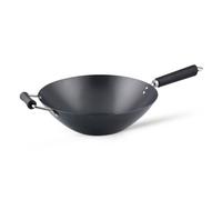 Ken Hom Carbon Steel Wok, 35cm, Excellence, Induction Hobs Suitable/Metal Tool Safe/Phenolic Handle, KH435001