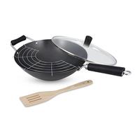 Ken Hom Excellence Non-Stick 4 Piece Carbon Steel Wok Set - 31CM