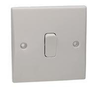 kenable 1 Gang 1 Way 10A Single Light Switch Rounded Faceplate White [1 Gang (1 Way) Light Switch]