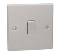 kenable 1 Gang 1 Way Light Switch 10A Rounded Edge Faceplate White Plastic Gloss Finish Single Pole Wall Switch for Indoor Use