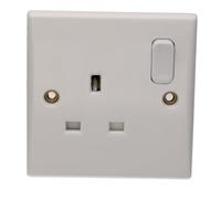 kenable 1 Gang 13A Switched Socket UK Mains Power Wall Outlet Rounded White Faceplate