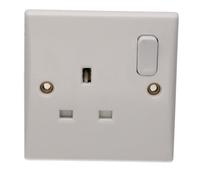 Kenable 1 Gang 13A Switched Uk Mains Power Rounded Faceplate White