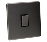 Kenable 1 Gang 2 Way 10A Light Switch Screwless Plate With Brushed Chrome Finish