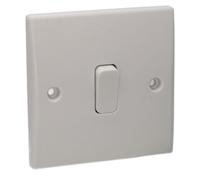 Kenable 1 Gang 2 Way 10A Single Light Switch Rounded Faceplate White